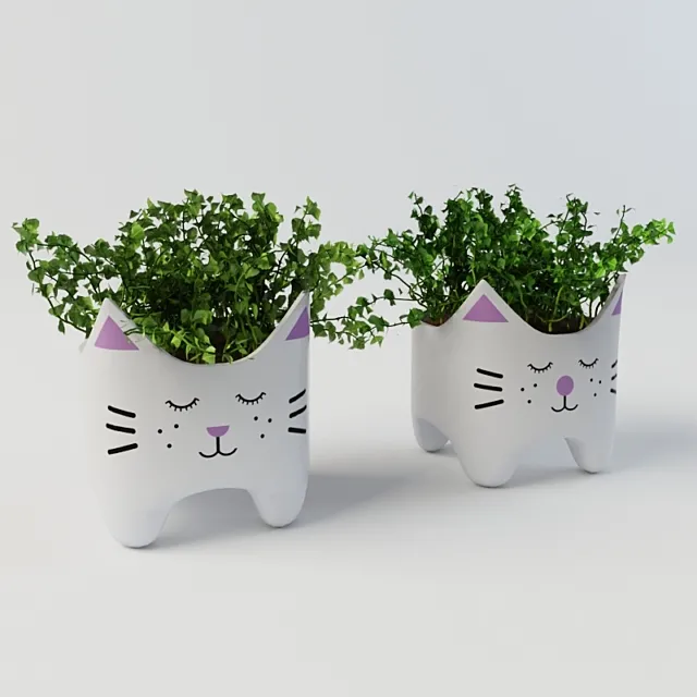 Plant with cat vases 3DS Max Model