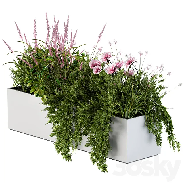 Planter Box For Windows Pink Flower 3ds Max