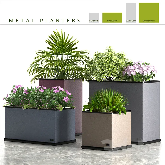 PLANTS 58_METAL PLANTERS 3DS Max Model