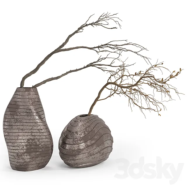 Plants bouquet with decorative vases 17 3ds Max