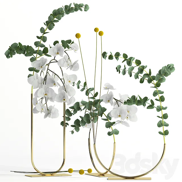 Plants in metal vases Fresh 3DSMax File