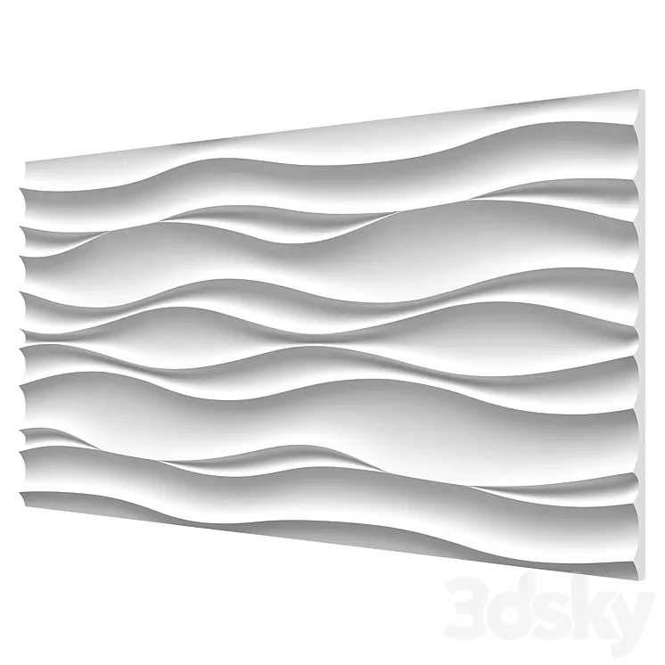 “Plaster 3d panel “”Wave Atlantic””” 3DS Max
