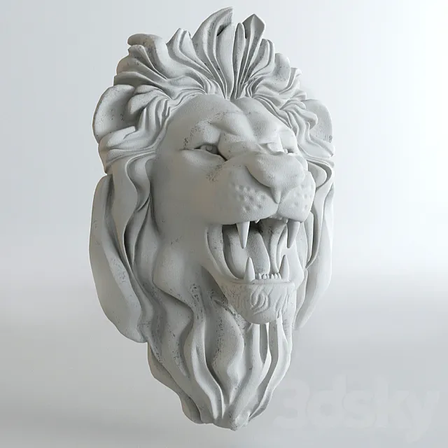 Plaster head of a lion 3DSMax File