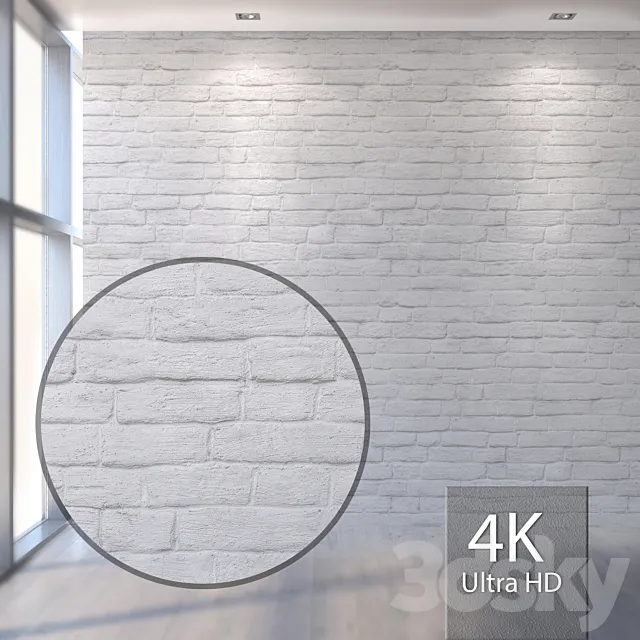 Plastered White Brick Wall 1048 3ds Max