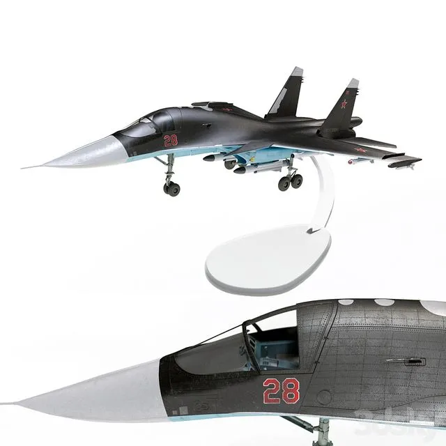 Plastic model of the SU-34 aircraft 3dsMax Model