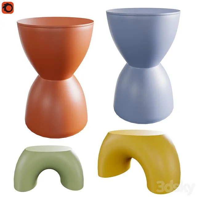 Plastic stool and children’s stool 3dsMax Model