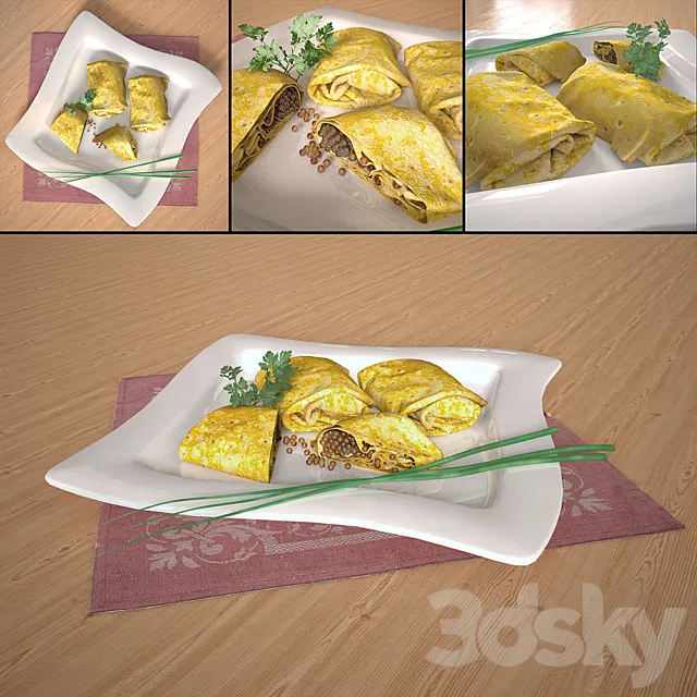 Plate with pancakes 3DS Max Model