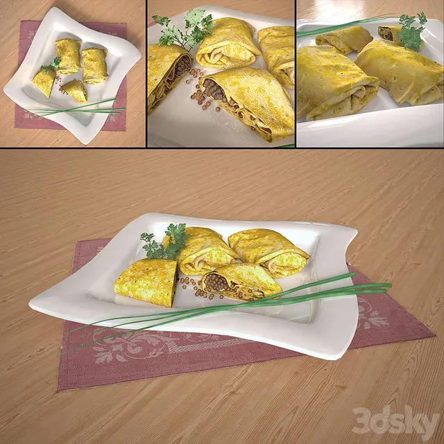 Plate with pancakes 3dsMax Model