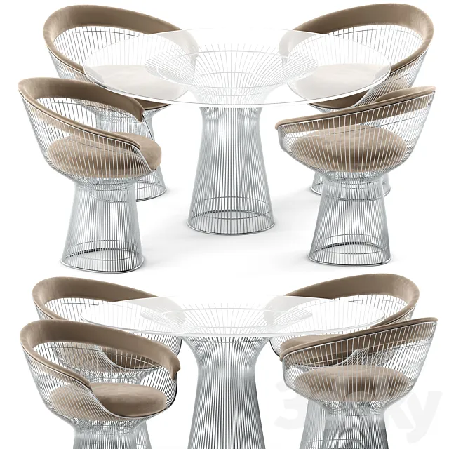 Platner Dining Table & Chair 3ds Max