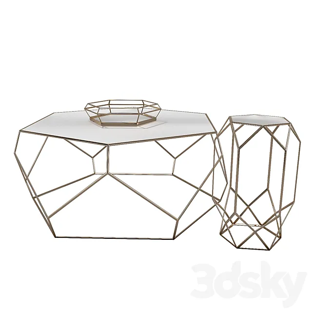Platonic Antique Gold Side Table 3ds Max