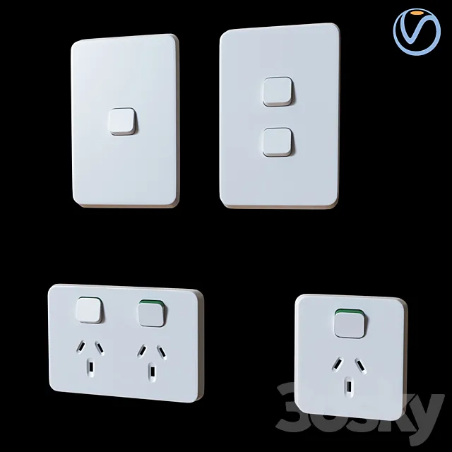 Plugs & Switches Australian Clipsal Iconic Series 3DS Max Model