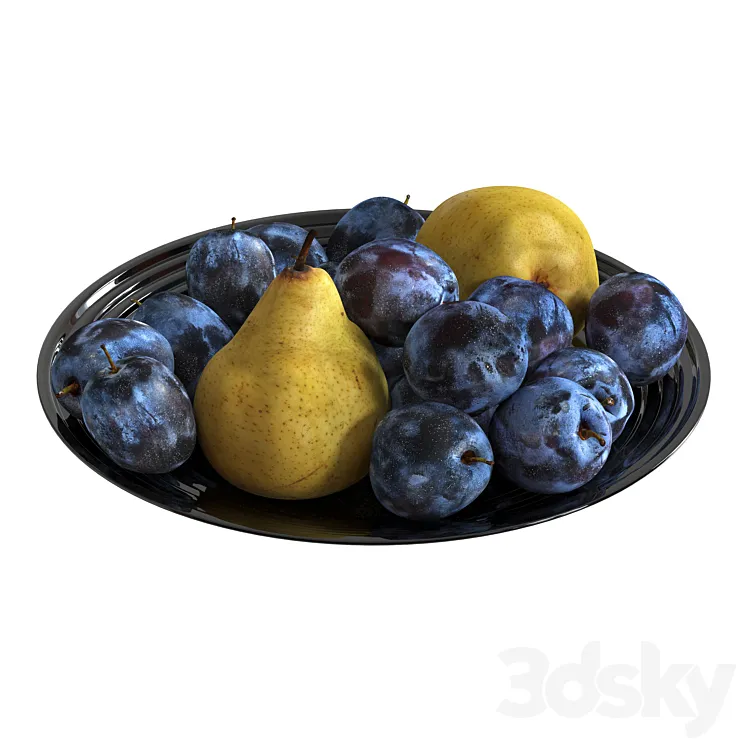 Plum and pear in a black cup 3DS Max