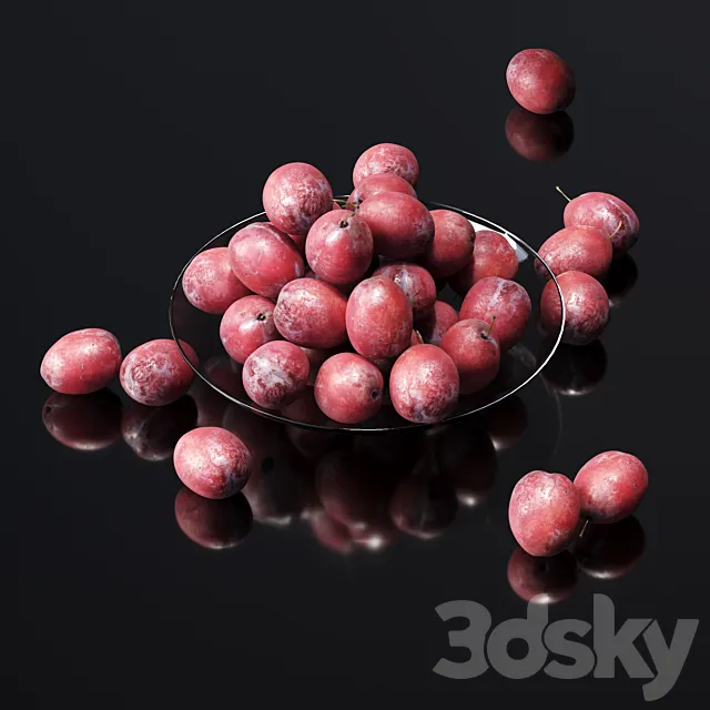 Plums on a plate 3DS Max Model