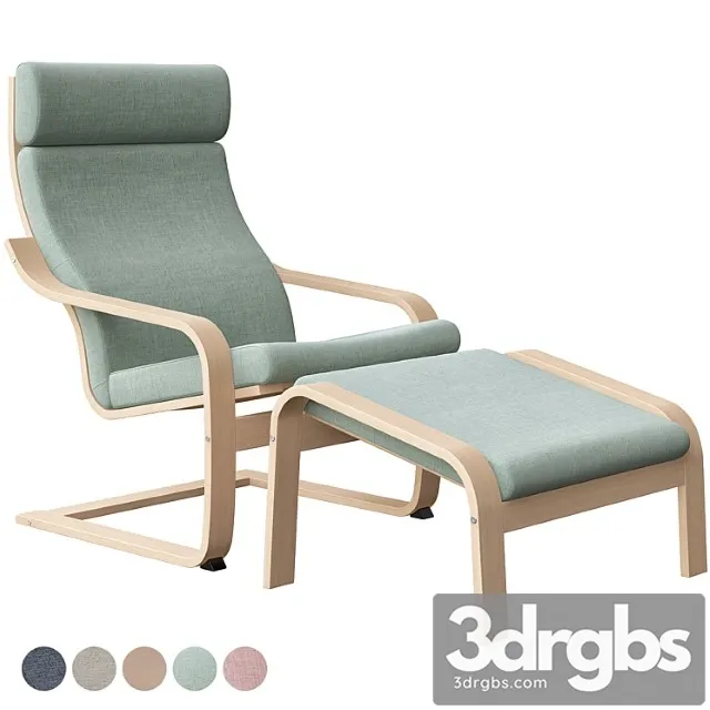 Poäng chair with stool ikea 3dsmax Download