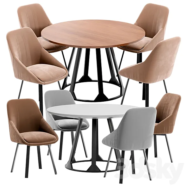 Pod Bluvel Dining Chair and Confluence Table 3ds Max