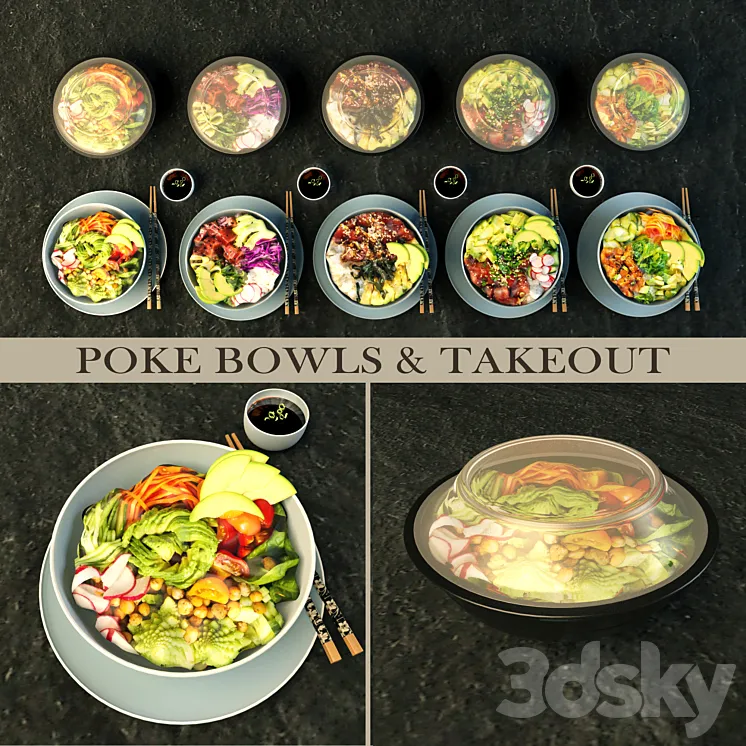 Pokebowl and takeout 3DS Max Model