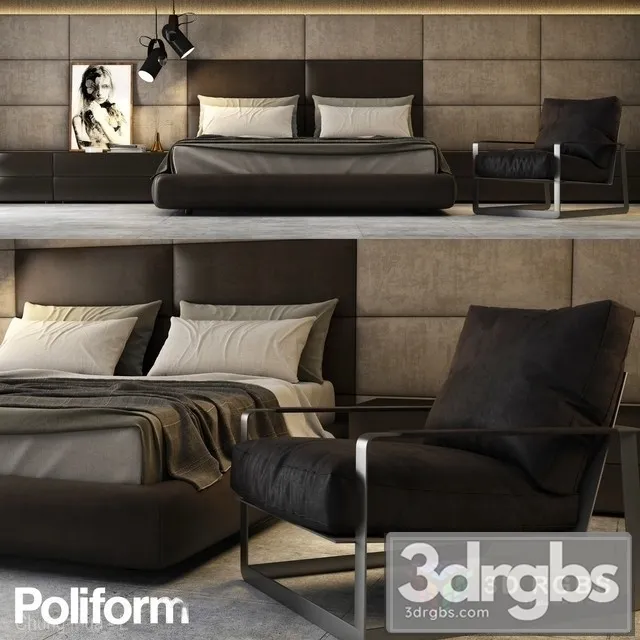 Poliform Bed Set 6 3dsmax Download