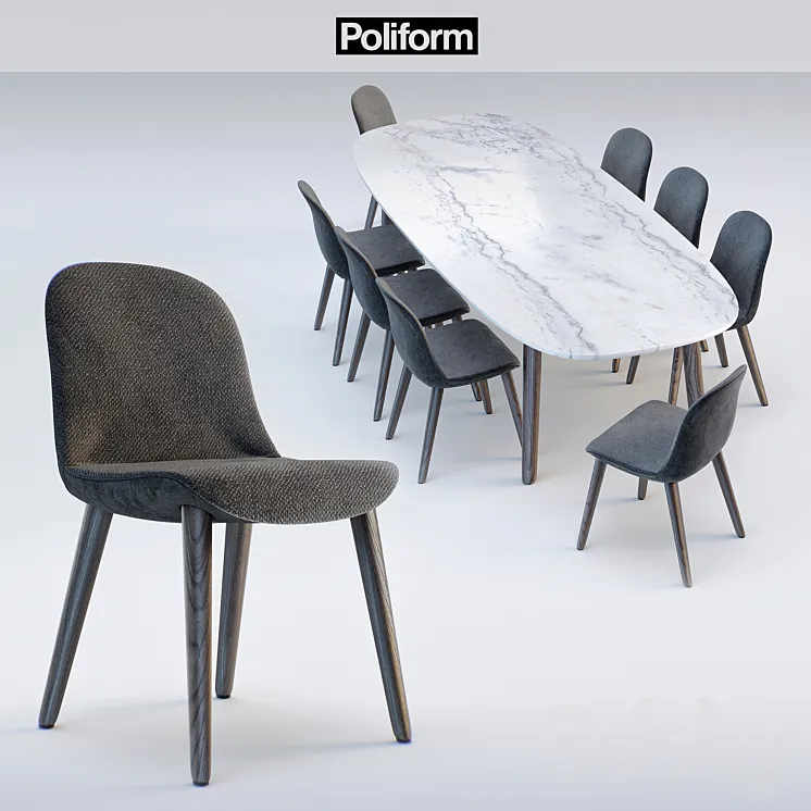 Poliform chair MAD DINNING Chair_ table MAD DINNING Table 3DS Max