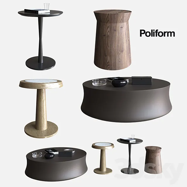 POLIFORM COFFEE TABLES DAMA & SOORI & FLUTE & ANNA 3ds Max