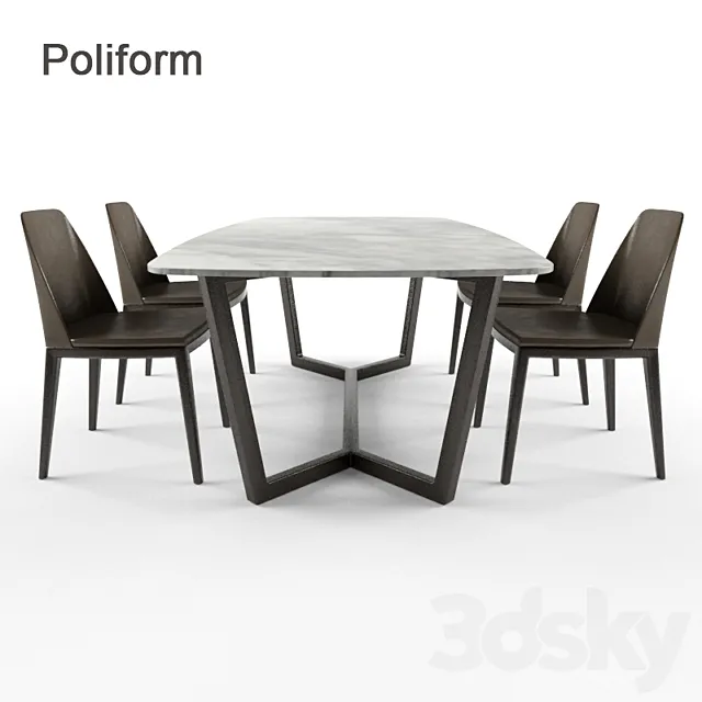 Poliform Concorde desk + chair Grace 3DSMax File