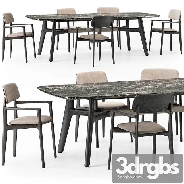 Poliform curve dining table armchair set