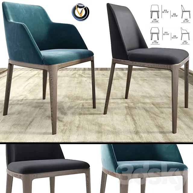 Poliform Grace Dining Chair Duo 3DSMax File