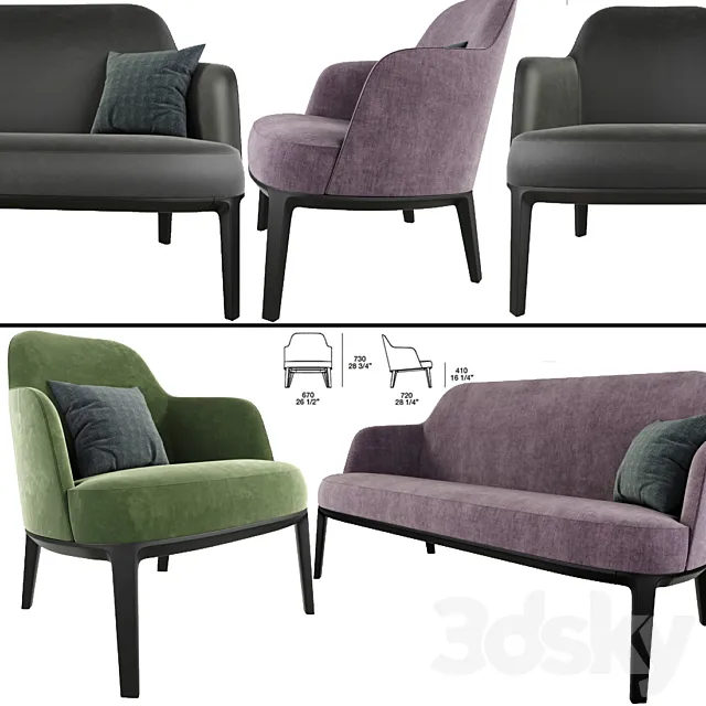 Poliform Jane Arm Chair And Sofa 3ds Max