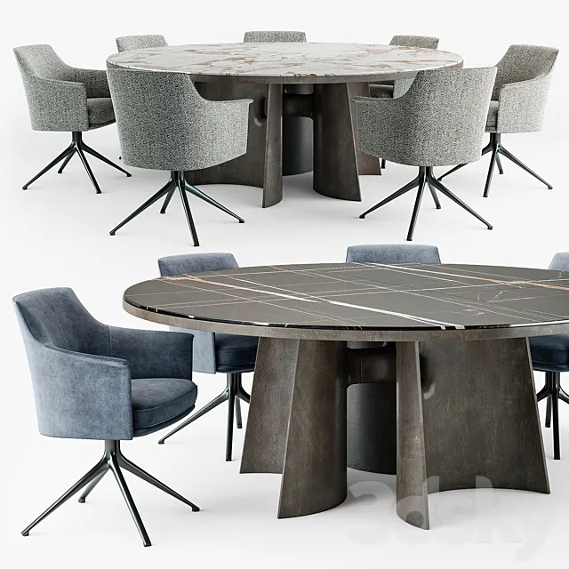 Poliform Kensington round table Stanford chair set 3ds Max
