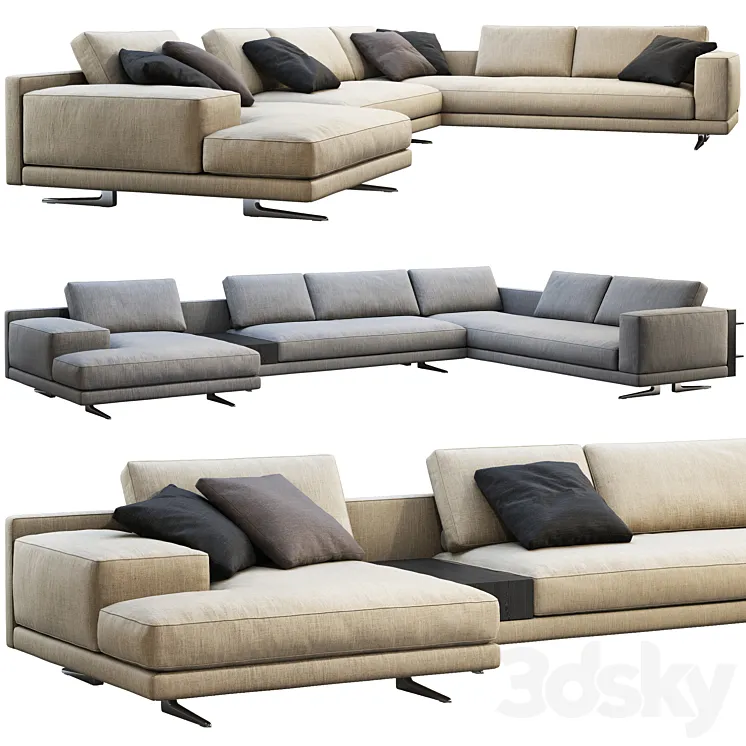 Poliform Mondrian chaise lounge sofa 3DS Max