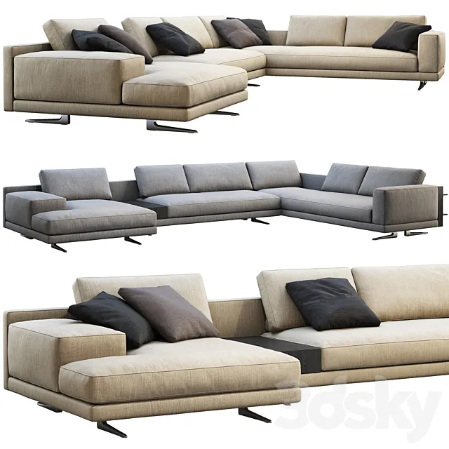 Poliform Mondrian chaise lounge sofa 3DSMax File