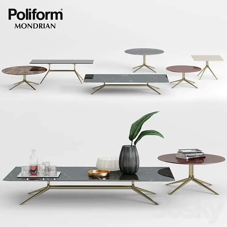 Poliform Mondrian Coffee Tables – 1 3DS Max