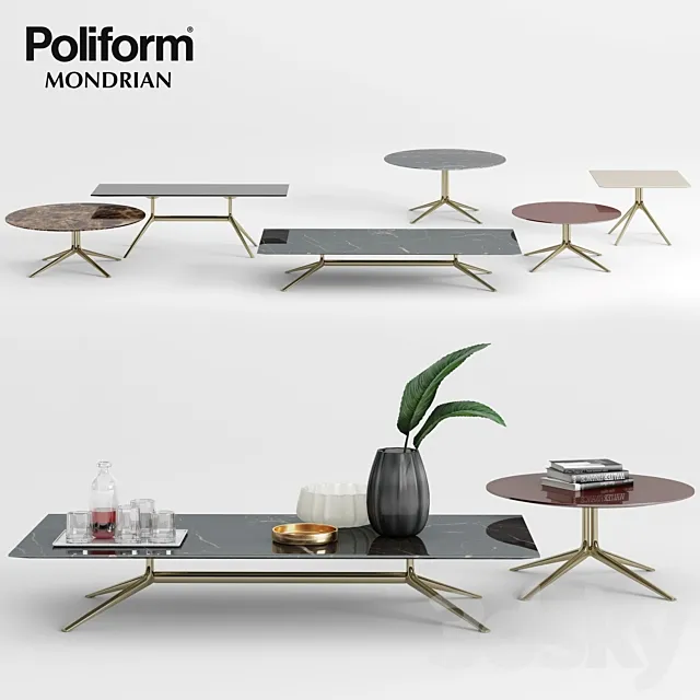 Poliform Mondrian Coffee Tables – 1 3DSMax File