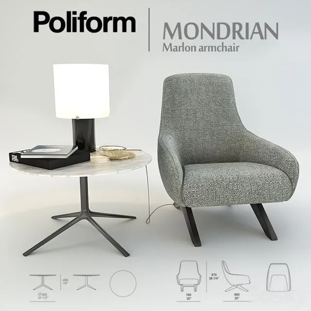 Poliform MONDRIAN collection armchair Marlon 3dsMax Model