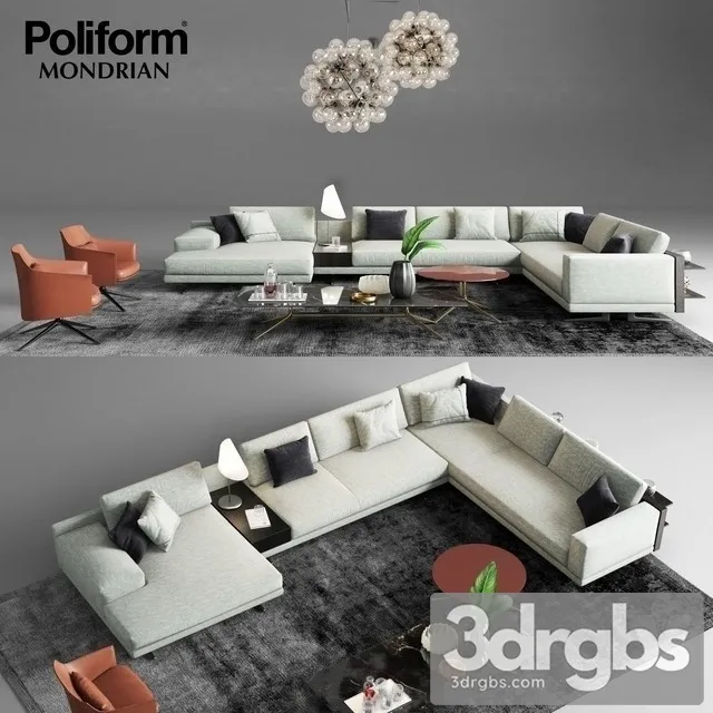 Poliform Mondrian Sofa Set  3dsmax Download