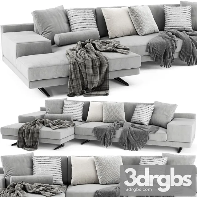 Poliform mondrian with chaise longue 2 3dsmax Download