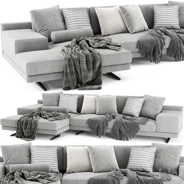 Poliform Mondrian With Chaise Longue 3dsMax Model