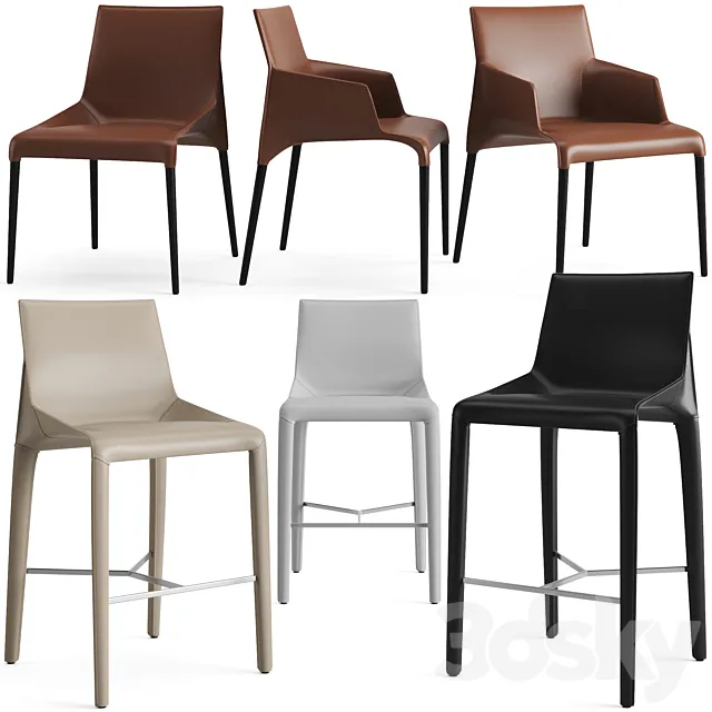 Poliform Seattle Dining Chair And Bar Stool 3ds Max
