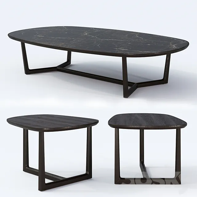 Poliform set coffee tables TRIDENTE 3DS Max Model