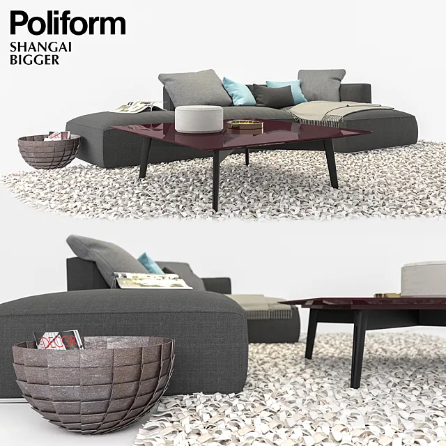 Poliform Shangai sofa set 3ds Max