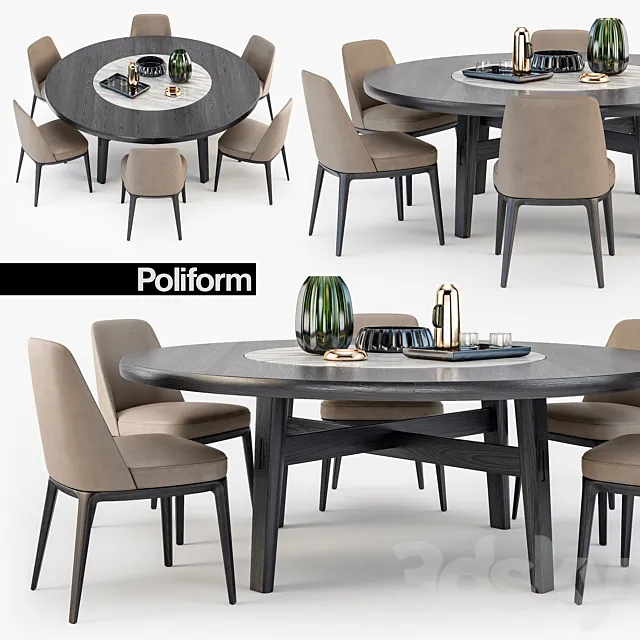 Poliform Sophie chair Home Hotel table 3DSMax File