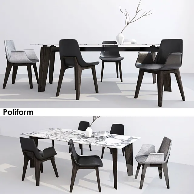 Poliform table HOWARD. chairs VENTURA s16. s17 3DSMax File