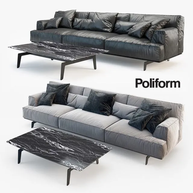 Poliform Tribeca sofa (with decor) 3dsMax Model