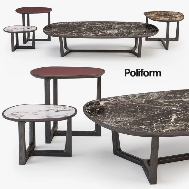 Poliform Tridente coffee tables set 3dsMax Model