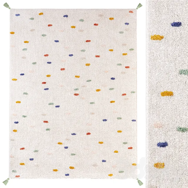 Polka dot carpet with pompoms Zara Home Colored Polka Dot Pompom 3ds Max