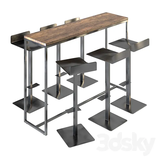 Polly Bar Stools & Bar Table 3ds Max