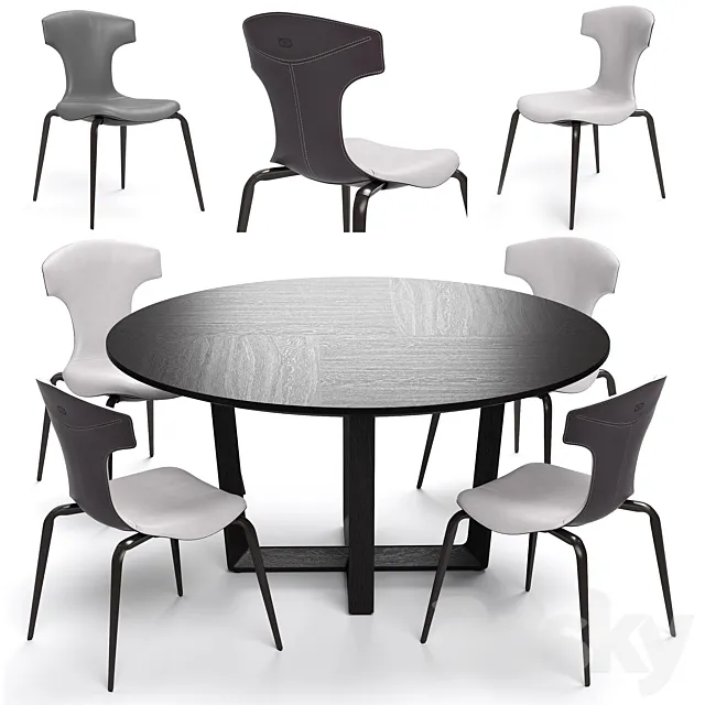 Poltrona Frau Montera Stool and Bolero round table 3ds Max