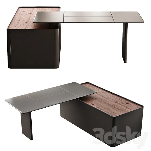 Poltrona Frau TRUST Office desk with shelves 3DSMax File