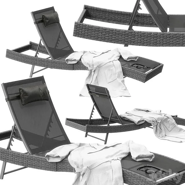 Polyrattan Sonnenliege Delphine grau 3dsMax Model