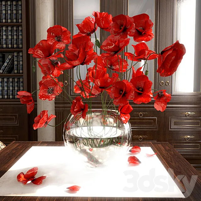 poppies in a vase 3DS Max Model