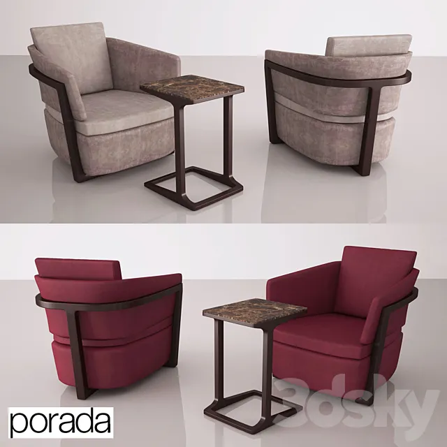 Porada Arena Poltrona Armchair and table Script 45 3DSMax File